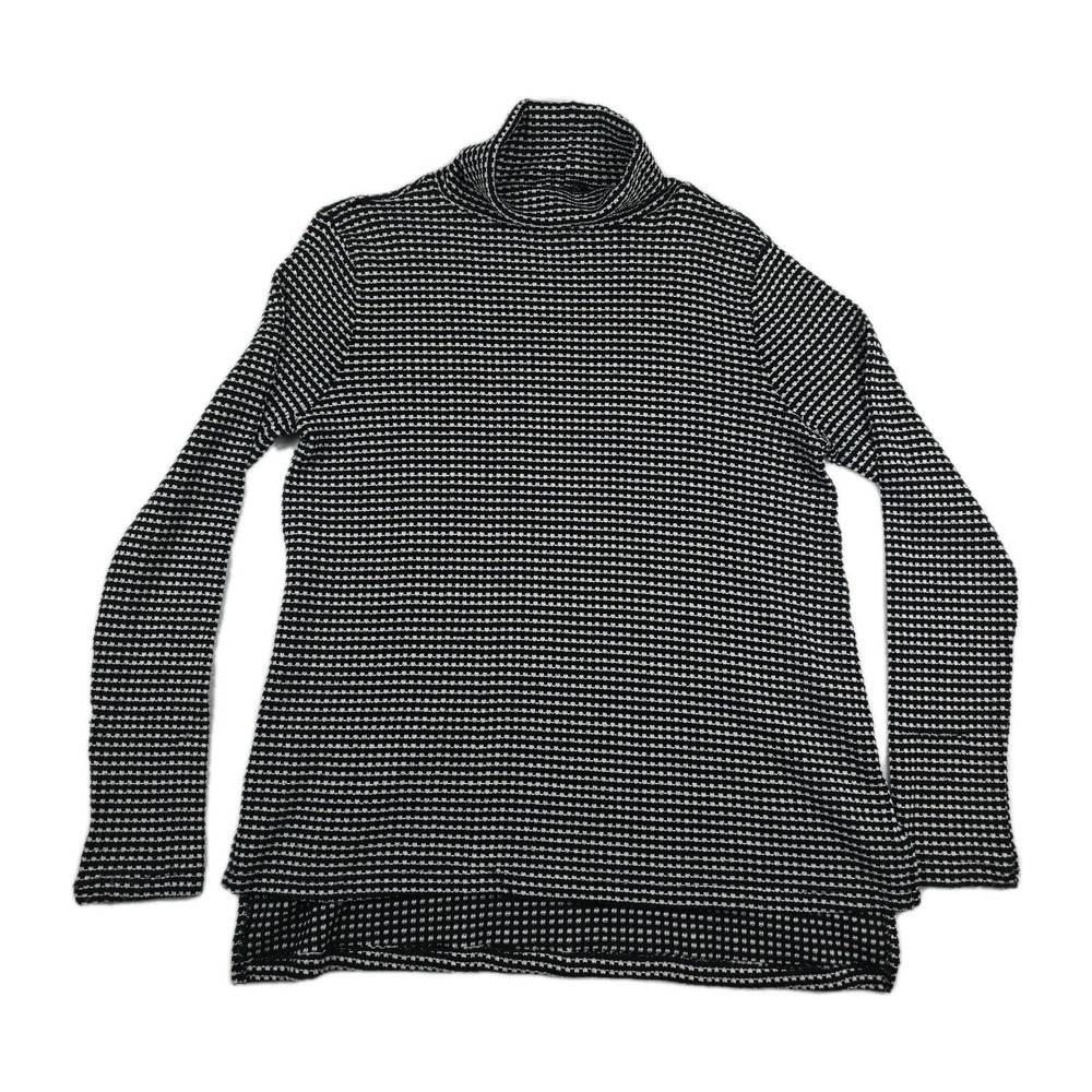 Mudd Women's Size Medium Black White Turtleneck Waffle Knit Polka Dot Sweater